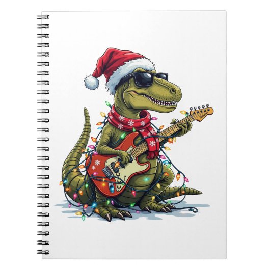 Dinosaur Guitar Player Xmas Notizblock (Vorderseite)