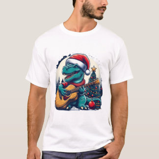 Dinosaur Guitar Player Xmas Sonntag T-Shirt