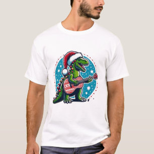 Dinosaur Guitar Player Xmas Sonntag T-Shirt