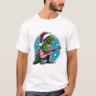 Dinosaur Guitar Player Xmas Sonntag T-Shirt
