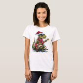 Dinosaur Guitar Player Xmas T-Shirt (Vorne ganz)