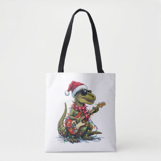 Dinosaur Guitar Player Xmas Tasche (Vorderseite)