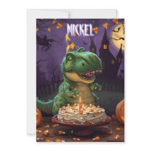 Dinosaur-Halloween-Geburtstagskarte für Kinder