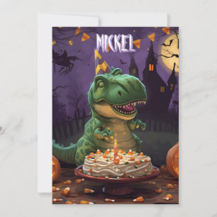 Dinosaur-Halloween-Geburtstagskarte für Kinder Einladung