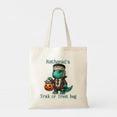 Dinosaur Halloween Trick oder Treat Tote Bag Tragetasche (Rückseite)
