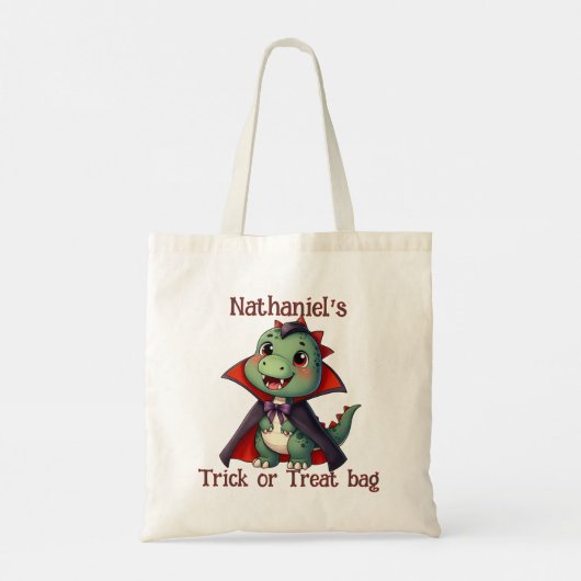 Dinosaur Halloween Trick oder Treat Tote Bag Tragetasche (Rückseite)