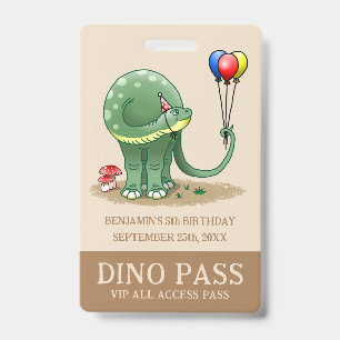 Dinosaur hält Geburtstagsballons Ausweis