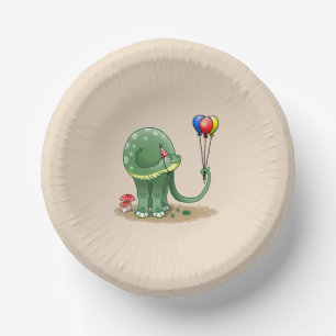 Dinosaur hält Luftballons Geburtstag Pappteller