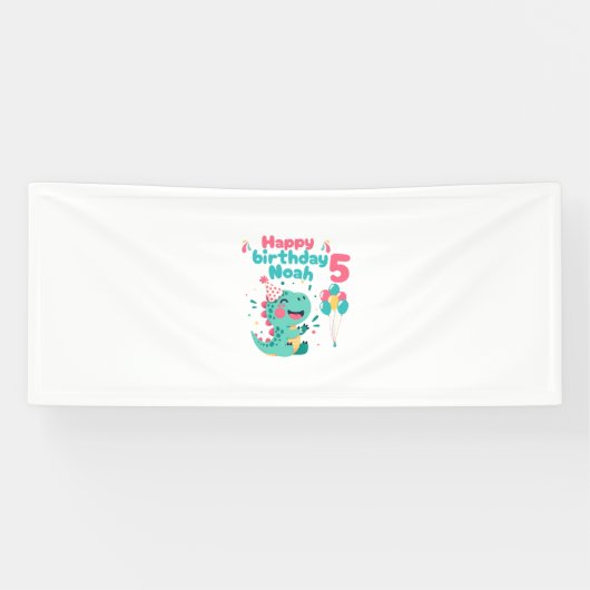 Dinosaur Happy Birthday Boy Banner Editable (Horizontal)