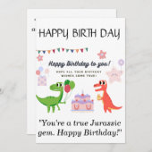 Dinosaur Happy Birthday Card Feiertagskarte (Vorne/Hinten)