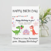 Dinosaur Happy Birthday Card Feiertagskarte (Stehend Vorderseite)