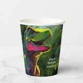Dinosaur Happy Birthday Jungle Pink Paper Cups Pappbecher (Rückseite)