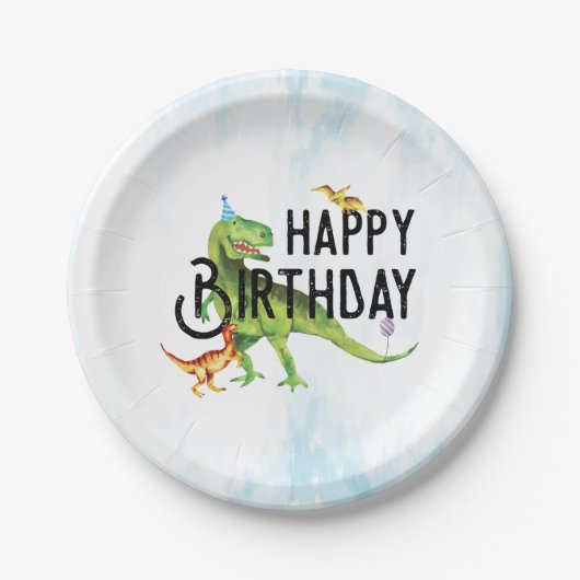 Dinosaur Happy Birthday Paper Tellers Pappteller (Vorderseite)