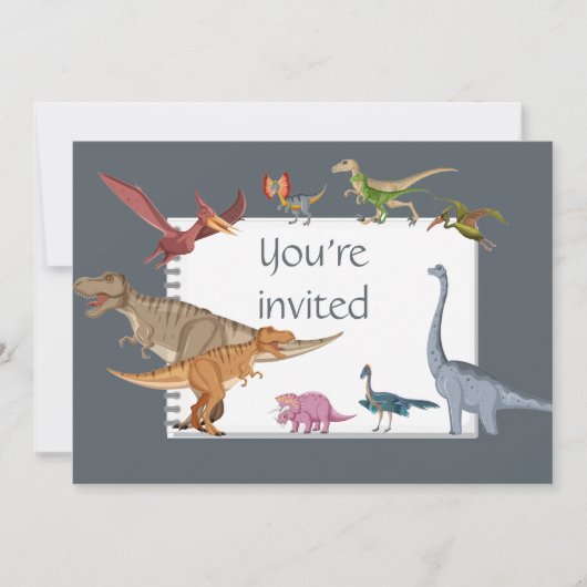 Dinosaur Happy Birthday Party Custom Invite Einladung (Vorderseite)