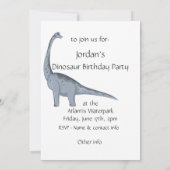 Dinosaur Happy Birthday Party Custom Invite Einladung (Rückseite)