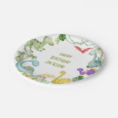 Dinosaur Happy Birthday Party Pappteller (Schrägansicht)