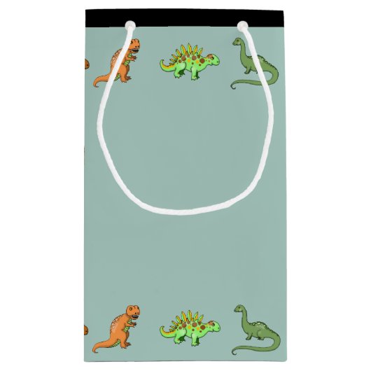 Dinosaur Happy Birthday Personalisiert Bag Kleine Geschenktüte (Rückseite)