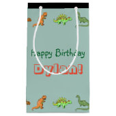 Dinosaur Happy Birthday Personalisiert Bag Kleine Geschenktüte (Vorderseite)