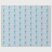 Dinosaur Happy Birthday Personalisiert Boy Blue Geschenkpapier (Flach)