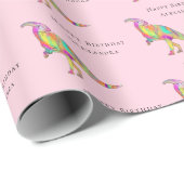 Dinosaur Happy Birthday Personalisiert Girl Name Geschenkpapier (Rolleneckpunkt)