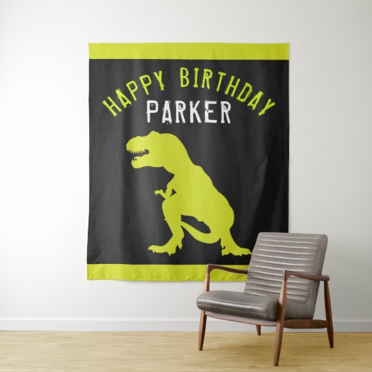 Dinosaur Happy Birthday Personalisiert Wandteppich (Beispiel)