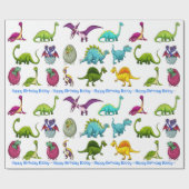 Dinosaur Happy Birthday Personalize Name Geschenkpapier (Flach)