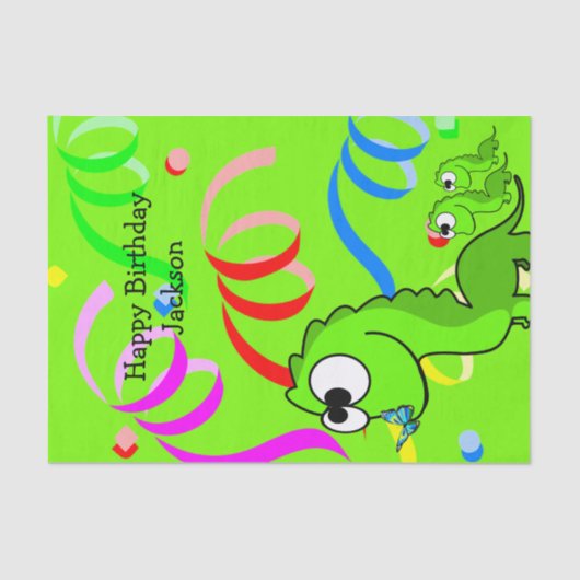 Dinosaur Happy Birthday Tissue Paper Seidenpapier (Vorderseite)