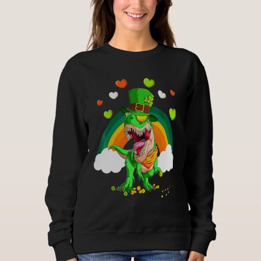 Dinosaur Happy St Pat Trex Day Dino St Patricks Da Sweatshirt (Vorderseite)