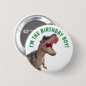 Dinosaur Happy T Rex BOY Button (Vorne & Hinten)
