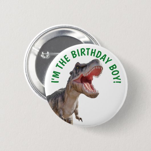 Dinosaur Happy T Rex BOY Button (Vorne & Hinten)