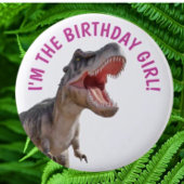 Dinosaur Happy T Rex GIRL Button