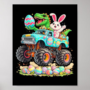 Dinosaur-Hase Mit Lastwagen Ostern Lustige Eierjag Poster