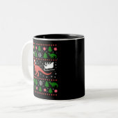 Dinosaur hässlicher Weihnachtspullover Dino T-Rex Zweifarbige Tasse (Vorderseite Links)