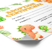 Dinosaur-Haustier-Annahme-Farbbescheinigung Poster (Ecke)