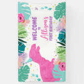 Dinosaur Hintergrund T-Rex Rosa Dino Girl Geburtst Banner (Vertikal)