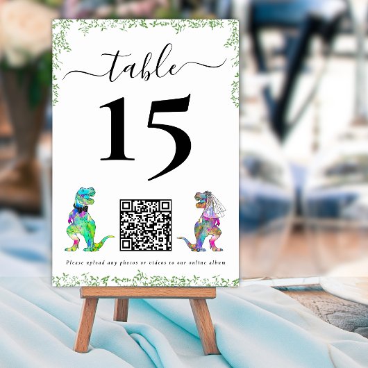 Dinosaur-Hochzeit QR-Code-Tischnummer Tischnummer
