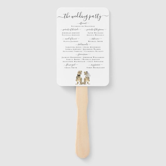 Dinosaur Hochzeitfeier Schwarz-Weiß-Programm Fächer (Rückseite)