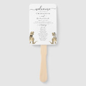 Dinosaur Hochzeitfeier Schwarz-Weiß-Programm Fächer (Vorderseite)