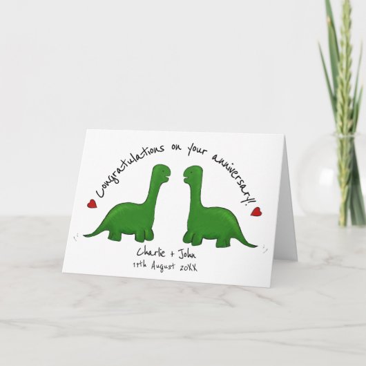 Dinosaur-Hochzeitstag Karte (Vorderseite)