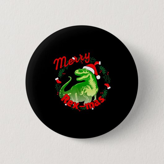 Dinosaur Holiday Merry Christmas Juric Tyrannosaur Button (Vorderseite)