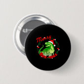 Dinosaur Holiday Merry Christmas Juric Tyrannosaur Button (Vorne & Hinten)
