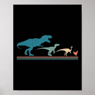 Dinosaur Huhn Evolution Lustig Vintage Retro 70er Poster