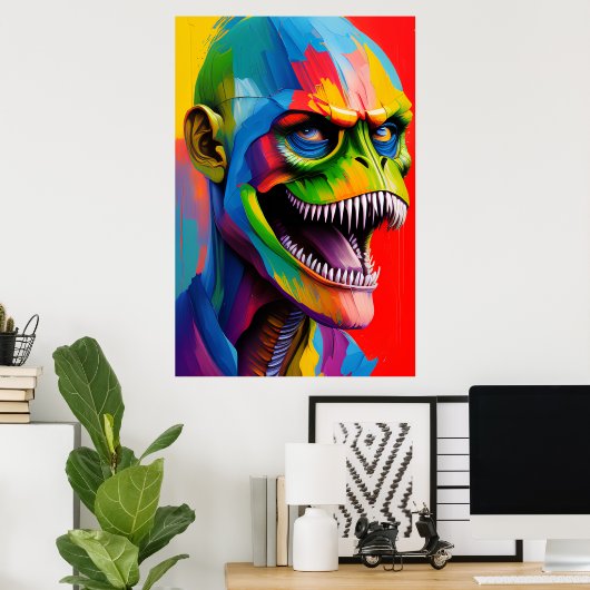 Dinosaur Hybrid Cyborg Art - T-Rex Illustration Poster (Heimbüro)