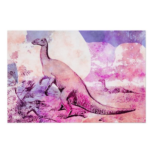 Dinosaur iguanadon Wasserfarbe Vintag Poster (Vorderseite)