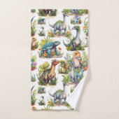 Dinosaur Illustration Badhandtuch Set (Handtuch)