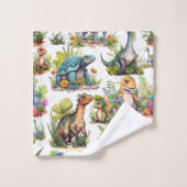 Dinosaur Illustration Badhandtuch Set (Waschlappen)