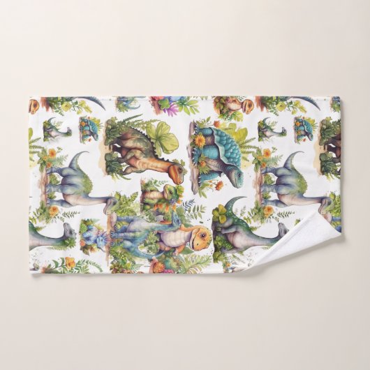 Dinosaur Illustration Badhandtuch Set (Handtuch)