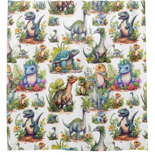 Dinosaur Illustration Duschvorhang (Vorderseite)