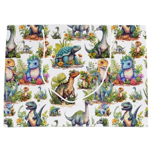 Dinosaur Illustration Große Geschenktüte (Vorderseite)