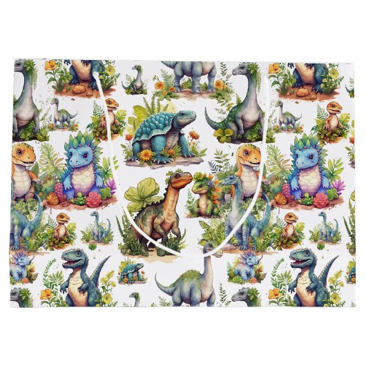 Dinosaur Illustration Große Geschenktüte (Rückseite)